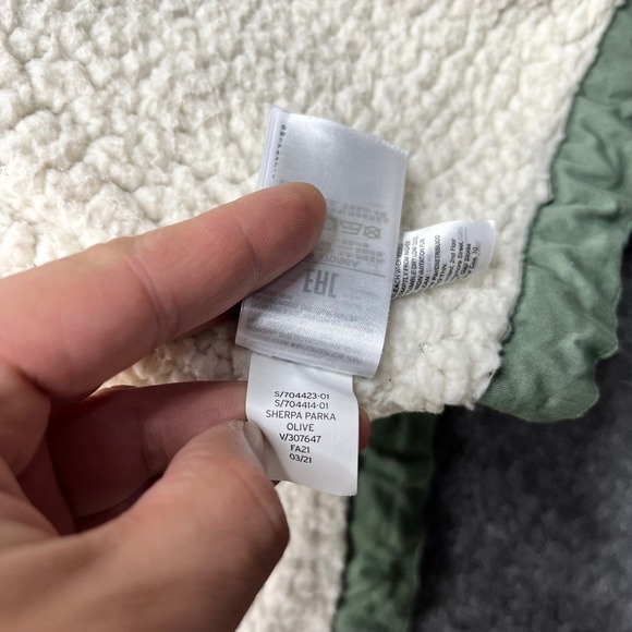 Gap Parka Womens Medium Olive Green Sherpa Faux Fur Hooded Jacket 704423-01 - Picture 8 of 16